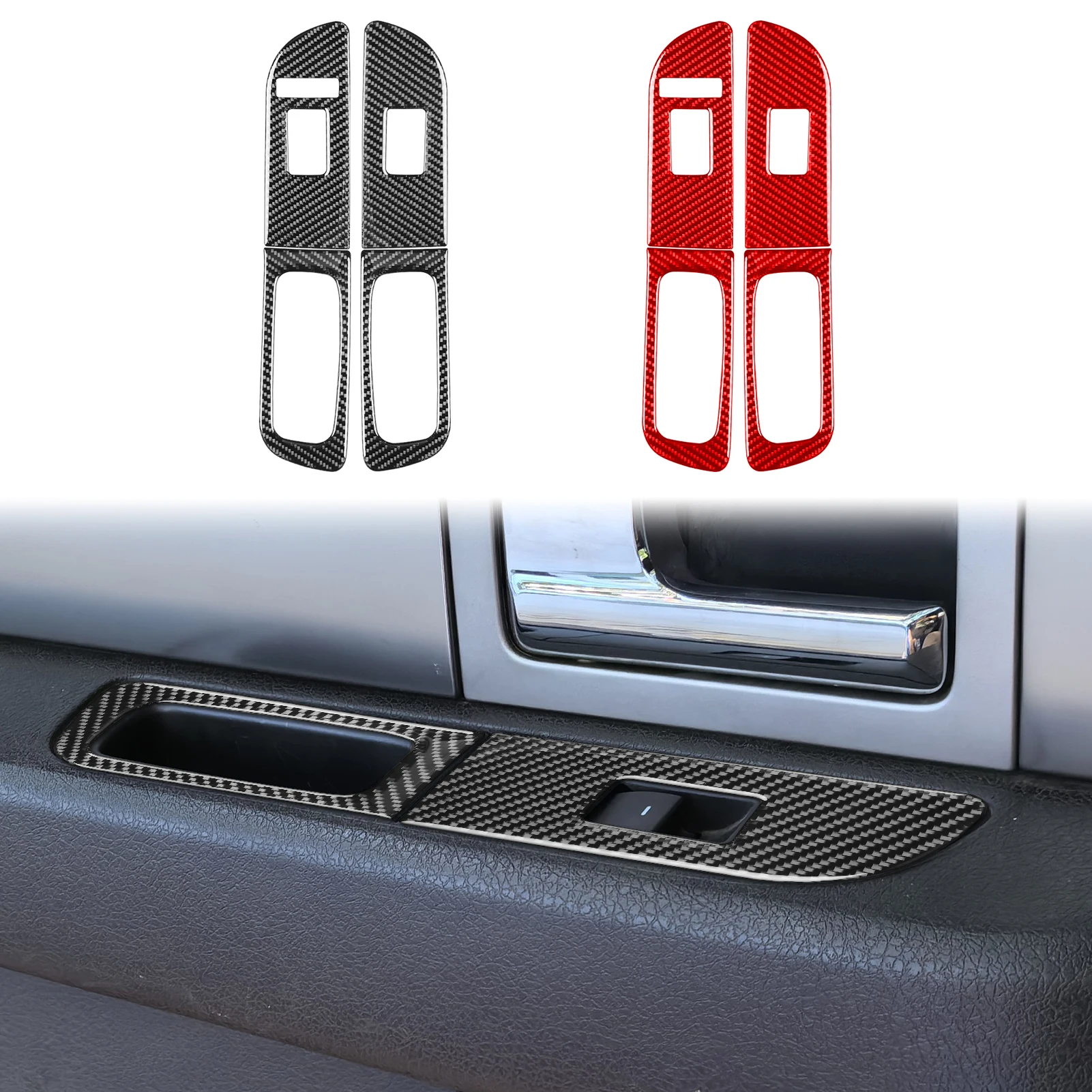 For Ford F-150 Raptor 2009-2014 Car Interior Trim Accessories Real Soft Carbon Fiber Stickers Rear Door Window Switch Panel