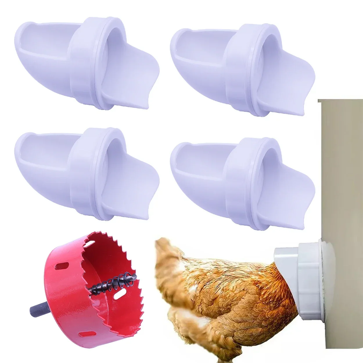

Chicken Feeder Poultry Feeding Supplies DIY Rain Proof Poultry Feeder Port Gravity Feed Kit For Buckets Barrels Bins Troughs