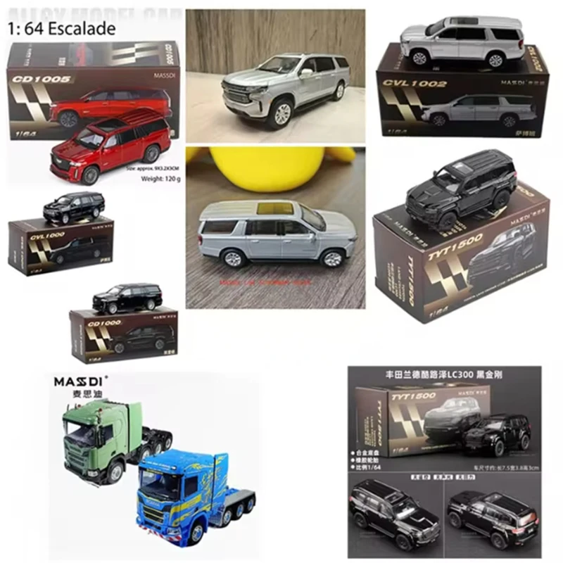 MASSDI Alloy 1:64 Scale Escalade/Suburban/LAND CRUISER LC300 SUV/SNC1106/1110 Tow Truck Car Model Collection Display Souvenirs