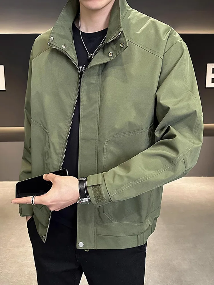 

Casual Men's Workwear Jaet een Versatile Loose Fit Spring Autumn Faion Brand Youth ular Zipper Closure Long Sve