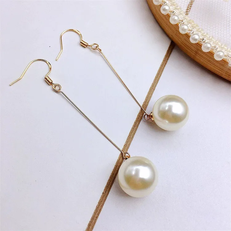 GRACE JUN Gold Color Faux Pearl Clip on Earrings No Pierced Luxury Fashion Drop Earrings Party Wedding Fashion Women\'s Earrings