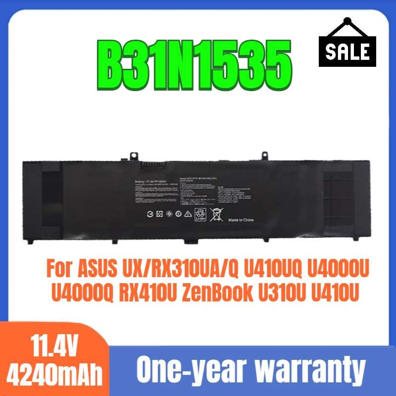 

B31N1535 Аккумулятор для ноутбука ASUS ASUS UX/RX310UA/Q U410UQ U4000U U4000Q RX410U ZenBook U310U U410U Высокое качество 11,4 В 4240 мАч