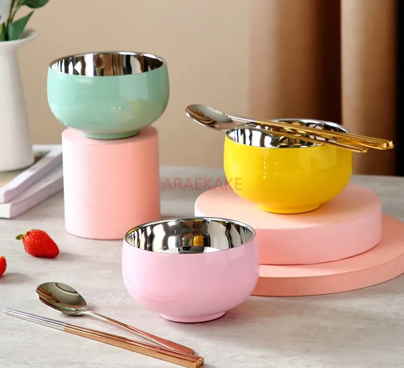

children's bowl and chopsticks Food grade stainless steel bowl and chopsticks set tableware,