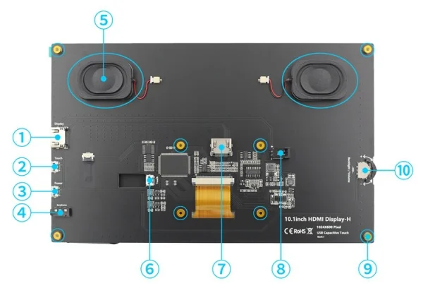 10.1 "polegadas 1024*600 hdmi ips tft lcd módulo display monitor tela usb capacitivo painel de toque áudio para raspberry pi