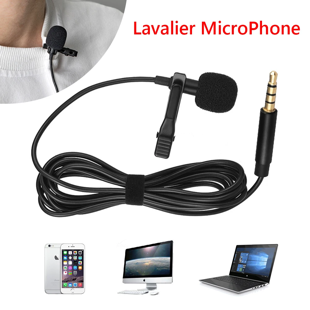 Portable 1.5m Mini Microphone Condenser Clip-on Type C 3.5mm Microfone Wired USB Lavalier Professional Micro Mic For DSLR Camera
