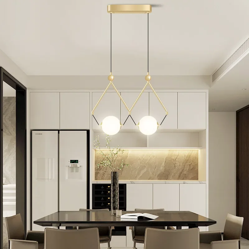 Black Or Gold LED Chandelier Dining Room Coffee Shop Modern Long Pendant Lamp Creative Restaurant Bar Multi-head Hanging Light