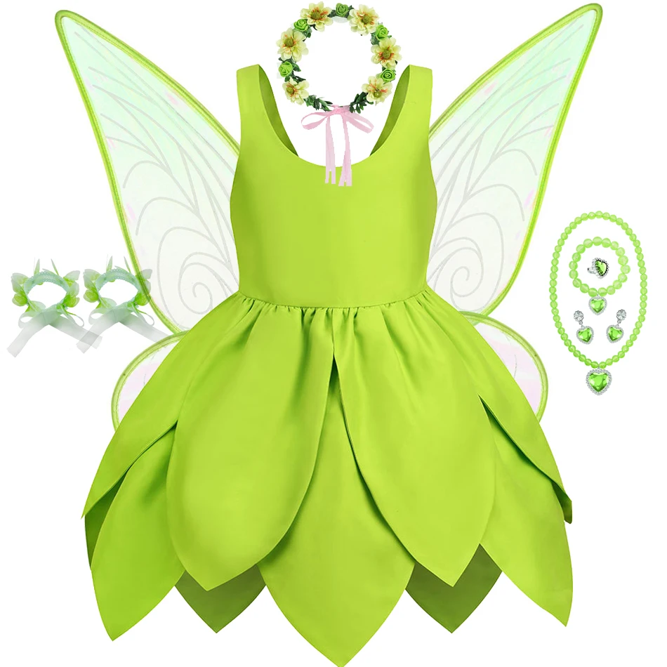 Girls Tinker Bell Costume Kid Green Fairy Princess Fancy Tinkerbell Dress  Birthday Party Halloween Cosplay Spirit Outfits 2-10 - AliExpress 1501