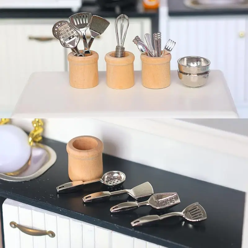 Miniature Kitchen Utensils Set 1:12 Scale Dollhouse Cookware Tools Dollhouse Kitchen Decoration Micro Scene Pretend Play view 5