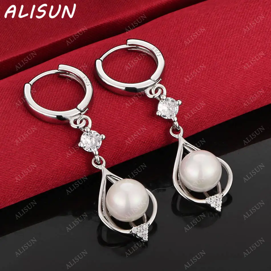 

ALISUN 925 Sterling Silver Zircon Pearls Earrings Drop Earrings For Women Creativity Gifts Street All-match Party And Daily Wear