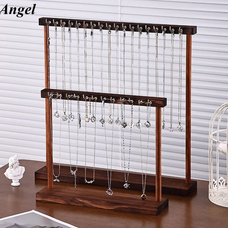 

Подставка для ювелирных изделий цвета ореха, современный органайзер-держатель для ожерелья, винтажная деревянная стойка для хранения серег, браслетов, дома D