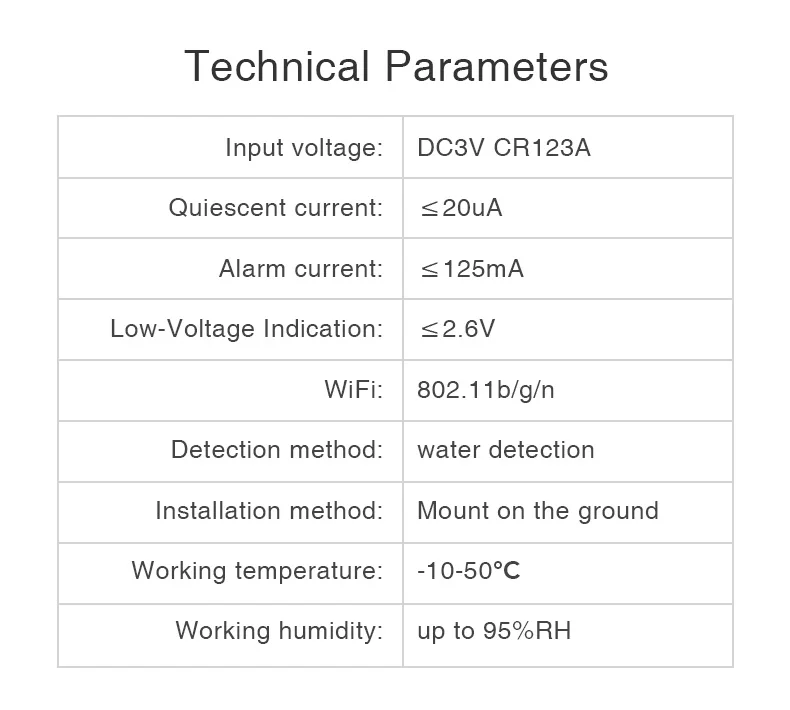 Wifi Water Detector Leakage Sensor Alarm Leak Detector 40DB Sound Work with Tuya smart APP Flood Alert Overflow Security