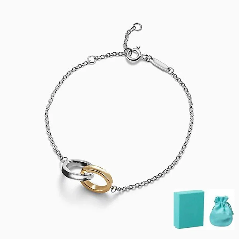 sliver 925 Letter U-Shaped Bracelet, Round Ball Hanging Lock Head, Double-Layer Bracelet, Open Double T Bracelet