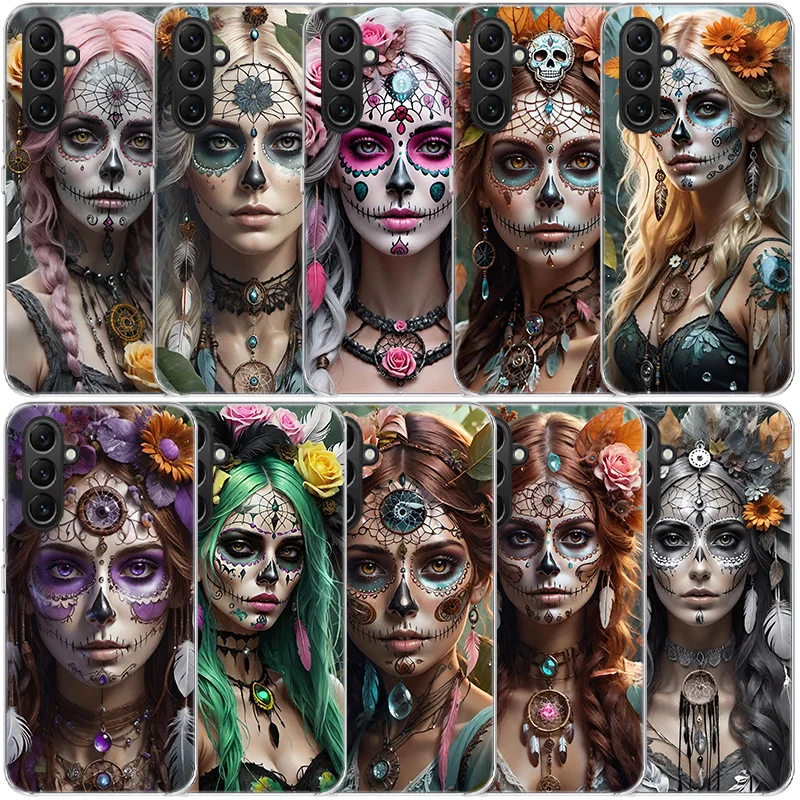 Прозрачный телефон Dreamcatcher Sugarskull для Samsung Galaxy A55 A35 A25 A15 A05S A04S A14 A24 A34 A54 A03S A13 A23 A33 A53 A73 A9 A8