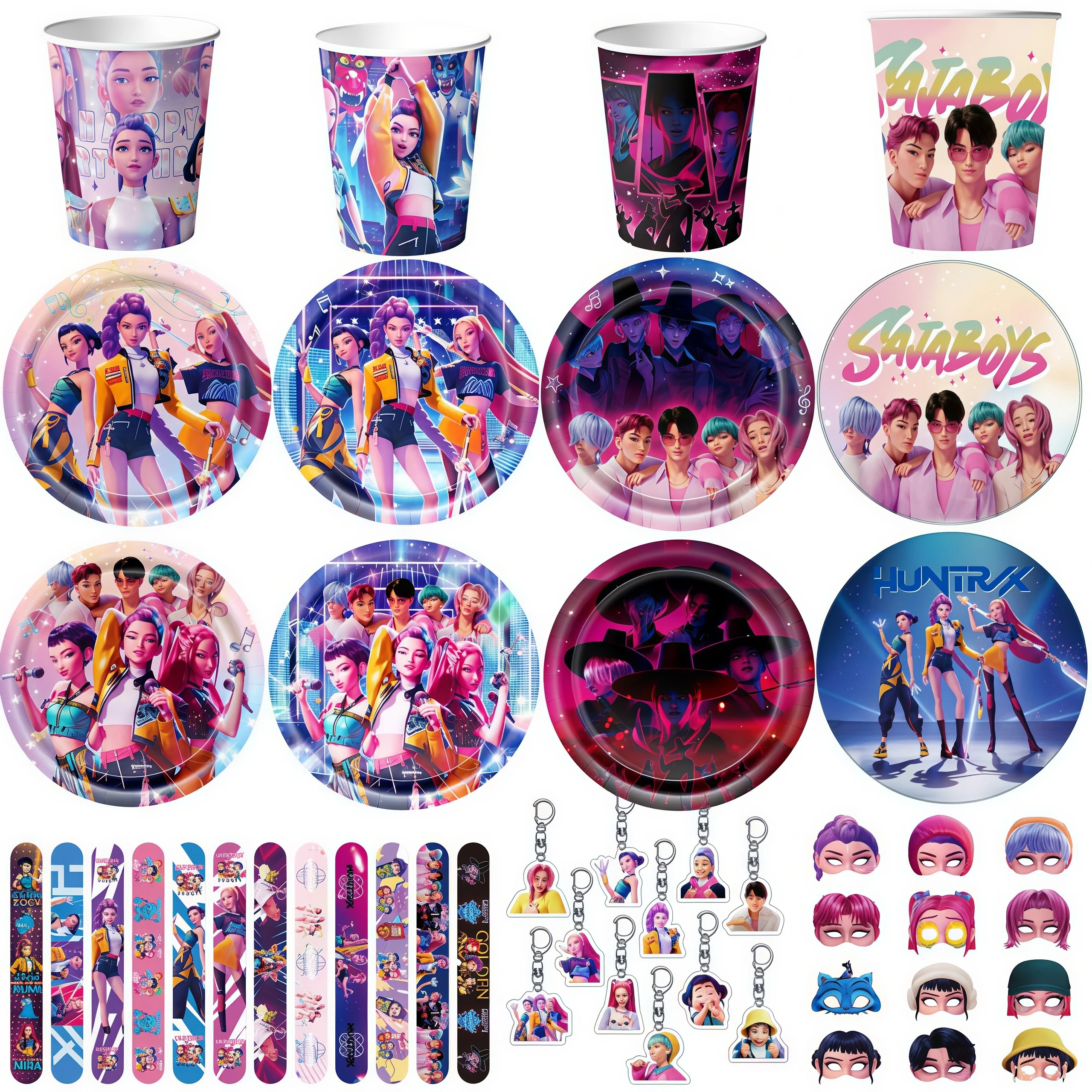 Girls Birthday Party Decorations Tableware Plates Cups Napkins Banner Balloons for Pop Girls Party Favor Baby Shower Supplies