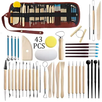 Kit d'outils de sculpture d'argile de poterie 8-61 pièces/ensemble, outils de sculpture d'argile de cire en céramique pour l'artisanat d'art ensemble d'outils de modélisation de sculpture de poterie