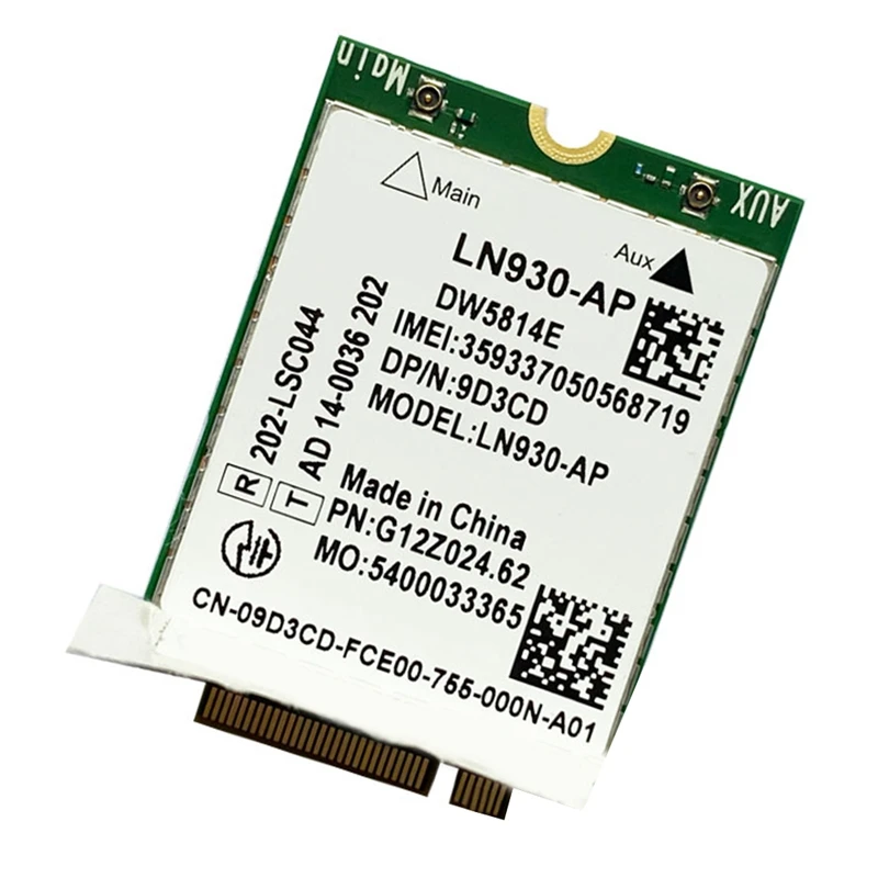 Green Wifi Card For Dell Laptops Latitude 5285 5480 5580 7480 DW5814E For Telit LN930-AP Wifi Card WWAN FDD-LTE NGFF