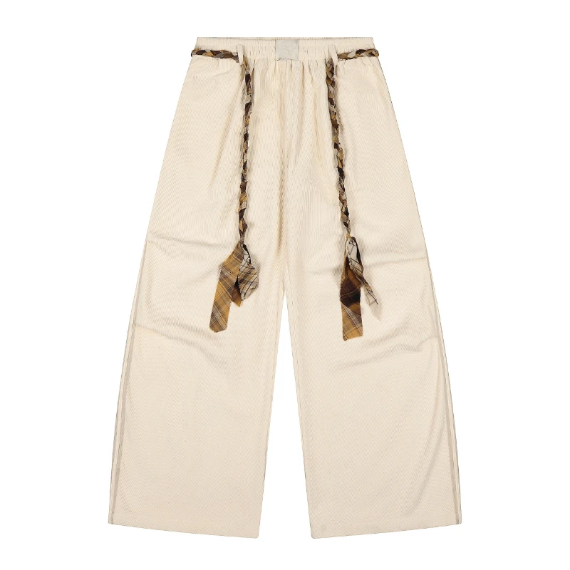 Original Retro Design Corduroy Drawstring Elastic Waist Women's Casual Pants Autumn New Loose Versatile Wide-Leg Trousers Ladies