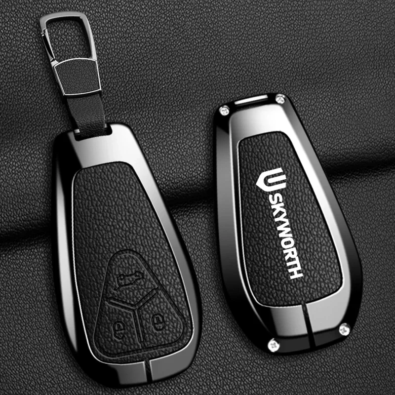 Auto-Schlüsselhülle aus Zinklegierung und Leder mit Kette für Skyworth EV6, Skywell ET5, HT-i, HTI, Imperium, SEV, Elaris, Beo, Phev Zubehör – Detail 5