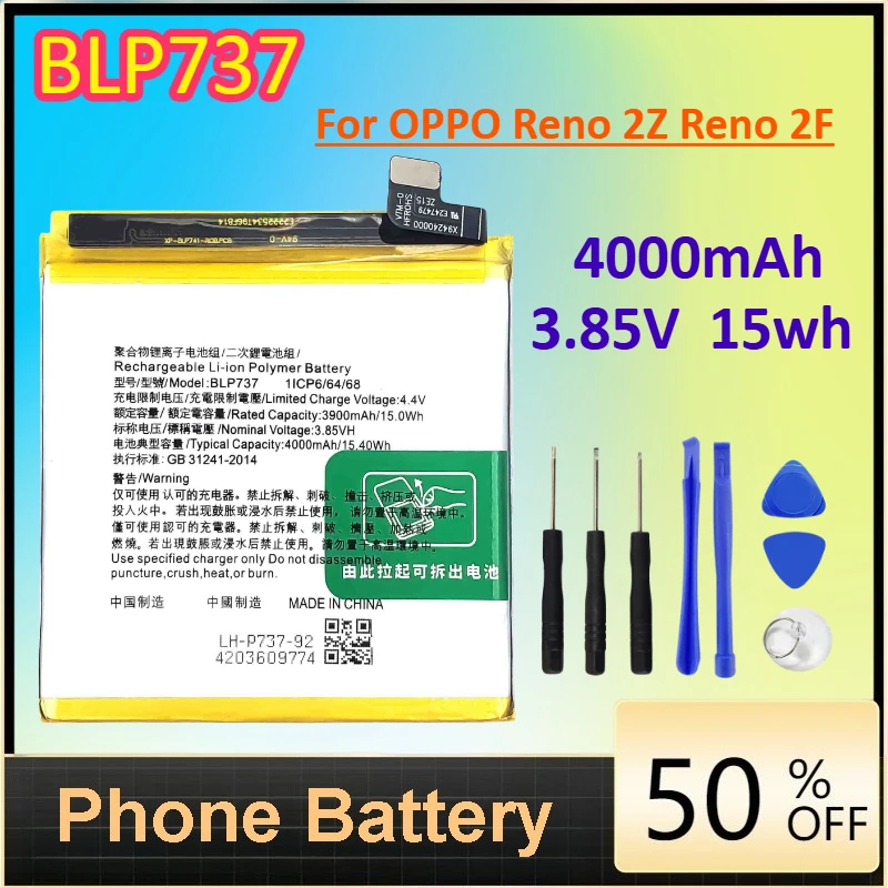 

BLP737 4000mAh For OPPO Reno 2Z Reno 2F Replacement Phone Battery+Free Tools 3.85V 15wh