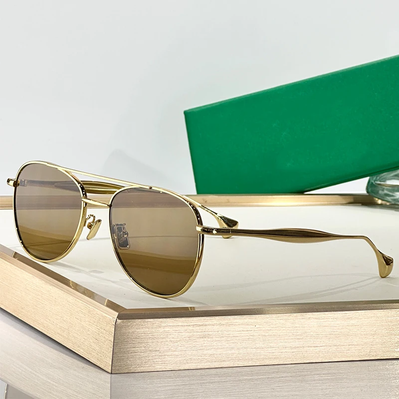 

1397s Alloy Round Double Bridge Sunglasses for Men and Women Top Quality Brand Designer Luxury Trendy Handmade Retro Eyeglasses