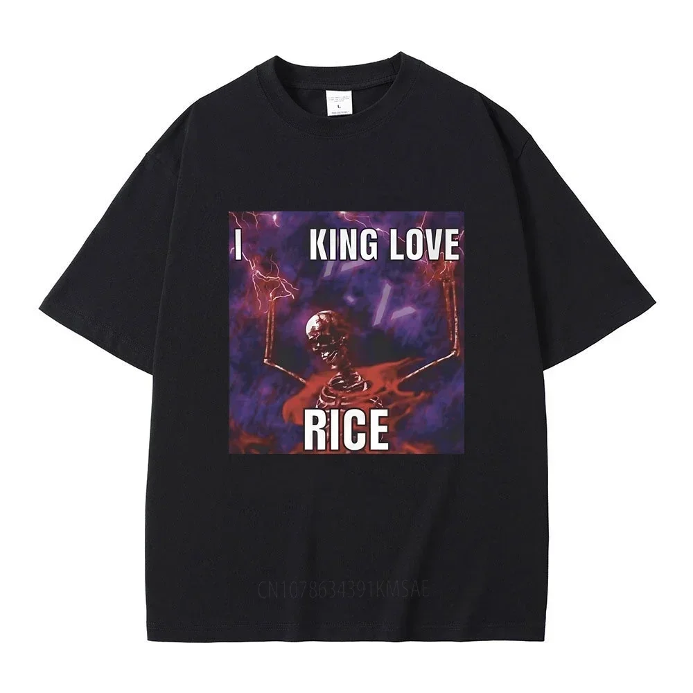 T-shirt en pur coton imprimé graphique pour hommes et femmes, Économie I Love Rice Meme, Modules Seton, Vintage Fashion, Gothic