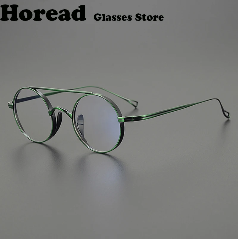 

Japanese Vintage Round Titanium Glasses Frame Men Women Fashion Brand Design Eyeglasses Handmade Ultralight Optica Eyewear 2024