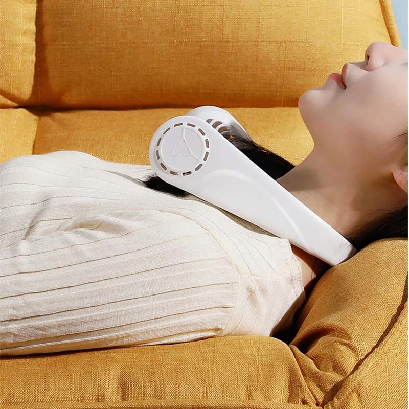 Hand-Free Neck Hanging Fan USB Charging Fan Portable Outdoor Mini Leafless Lazy Person Hanging Neck Strong Wind