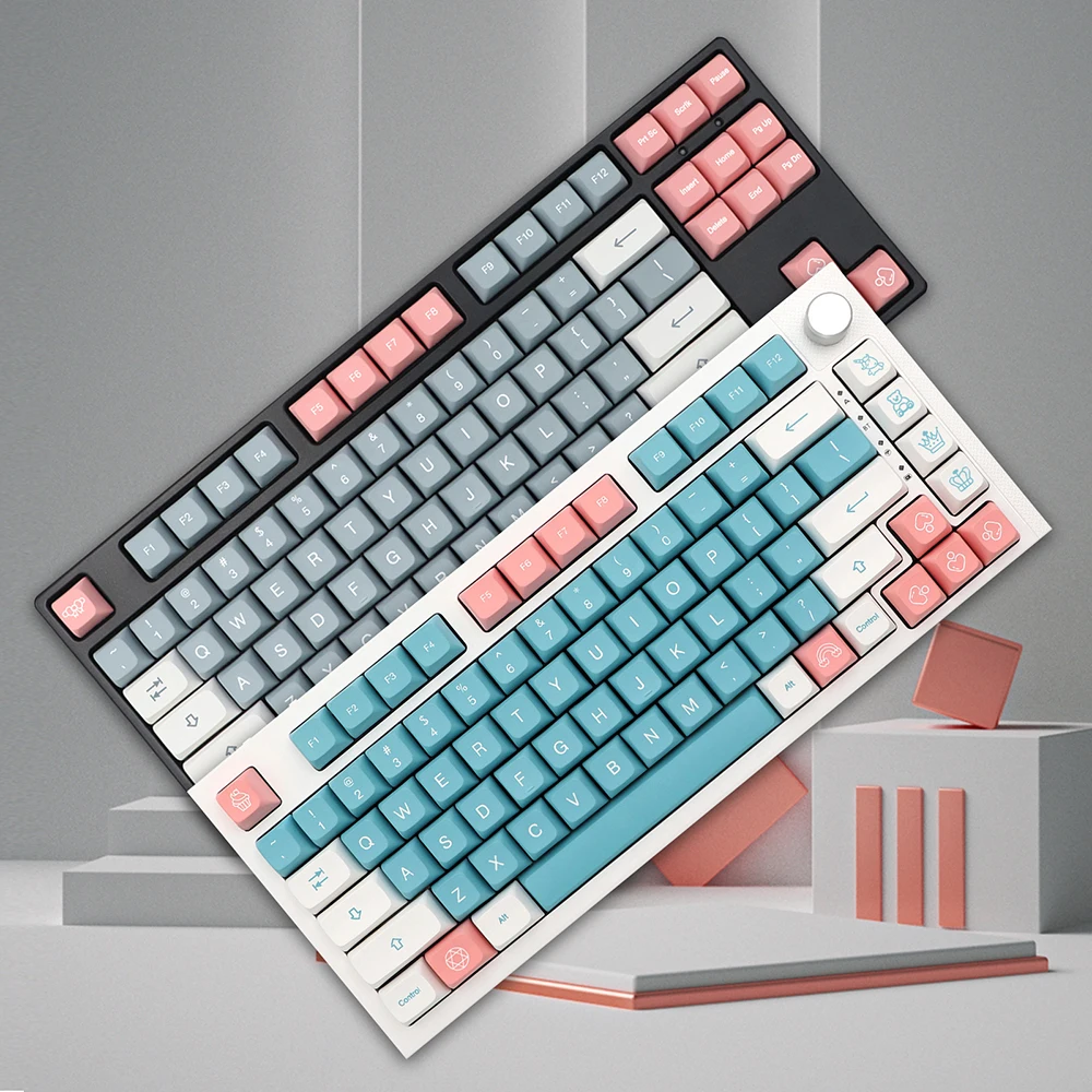 Teclas PBT de perfil GMK-KEY XDA, teclas personalizadas rosas bonitas, juego de 138 teclas para Teclado mecánico de juegos, teclas iso Castle in the Sky