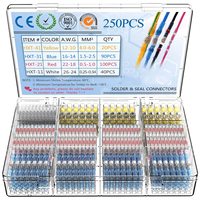 250PCS Solder Seal Wire Connectors Insulated Waterproof Electrical Wire Terminals Heat Shrink Solder Butt Connectors Solder