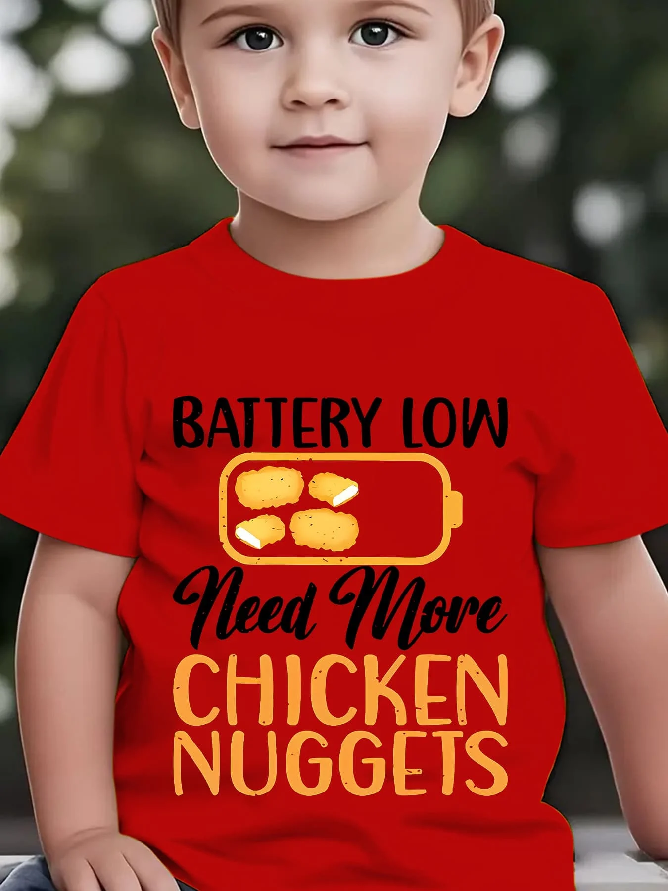 Battery Low Chicken Cartoon Print Boys Girls Family Matching Tee Soft Kids Parent Short Sleeve Daily Casual Comfort T Shirt