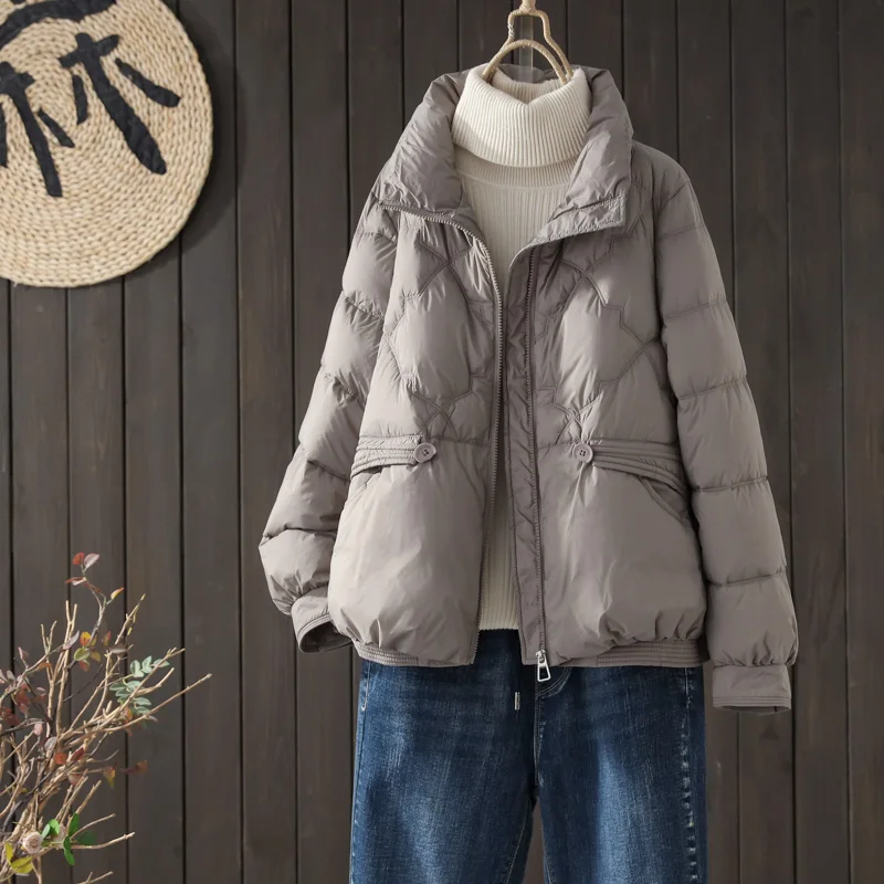 Imagem -02 - Jaqueta Puffer Curta Feminina 90 Cabolsa para Baixo de Pato Parkas de Penas Ultra Leve Casual Quente Outwear Feminino Inverno Outono Novo