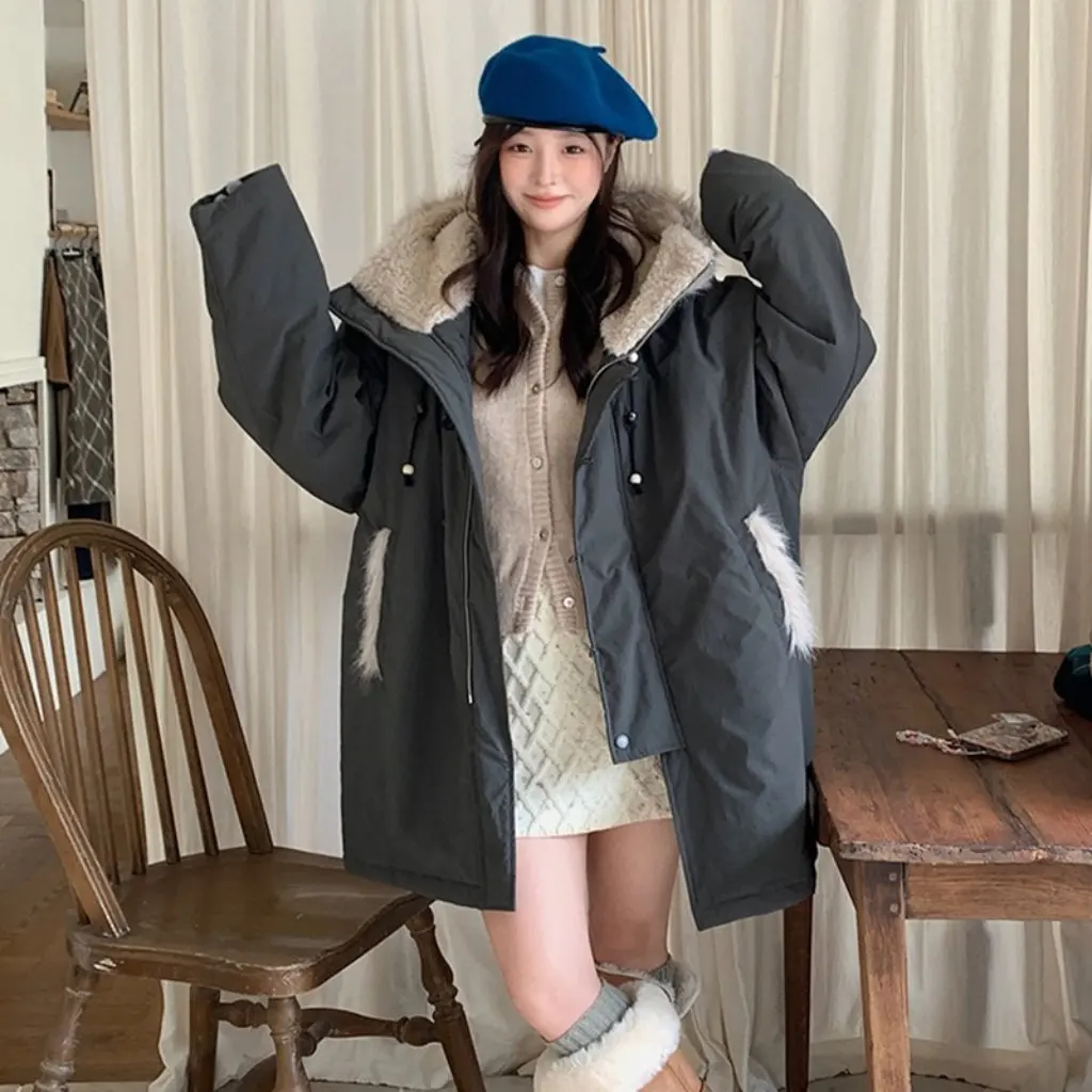 

Women's Mid-Length Thickened Parka Cotton Jacket Korean Style Winter Clothes Mountain Eagle Workwear New