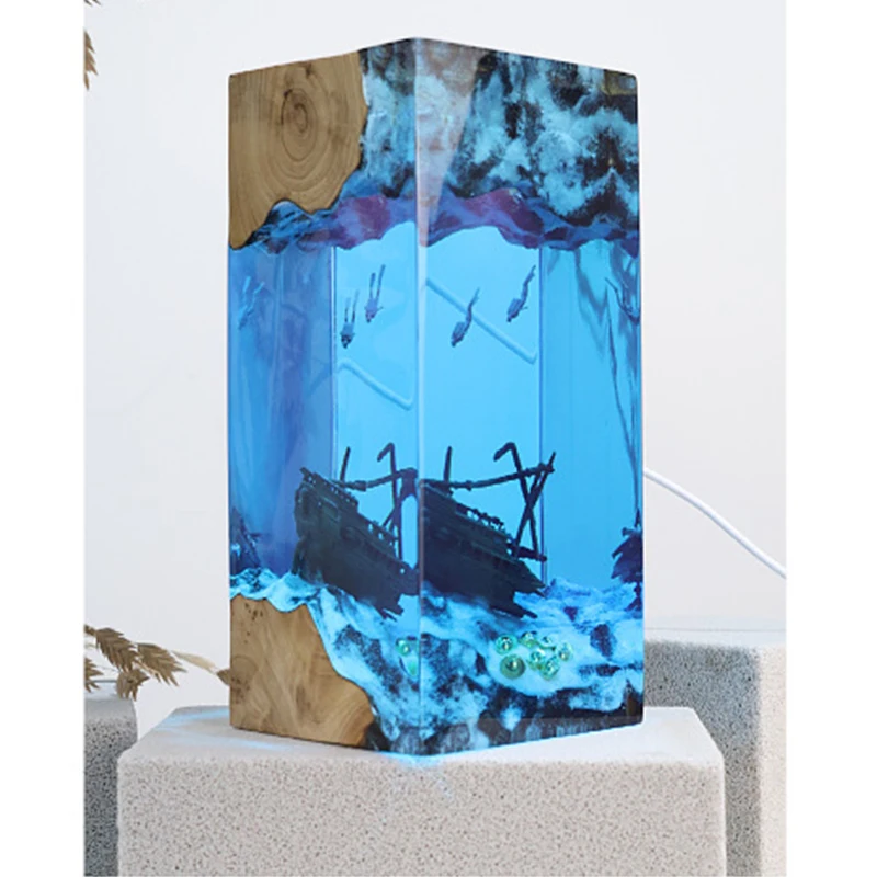 Shipwreck Treasure Hunt Organism Resin Table Light Creactive Art Decoration Lamp Exploration Theme Night Light  USB Charge