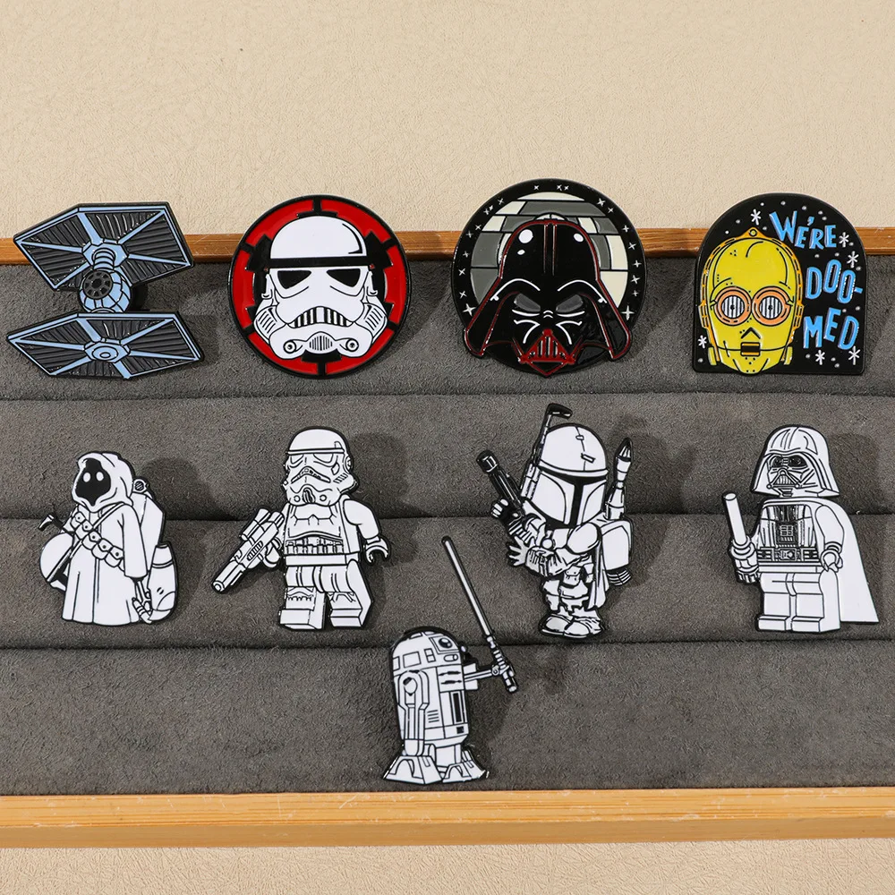 Cool Interstellar Theme Alloy Enamel Pins Multiple Space Warrior & Robot Design Lapel Badge Fashion Accessory for Backpack Jeans