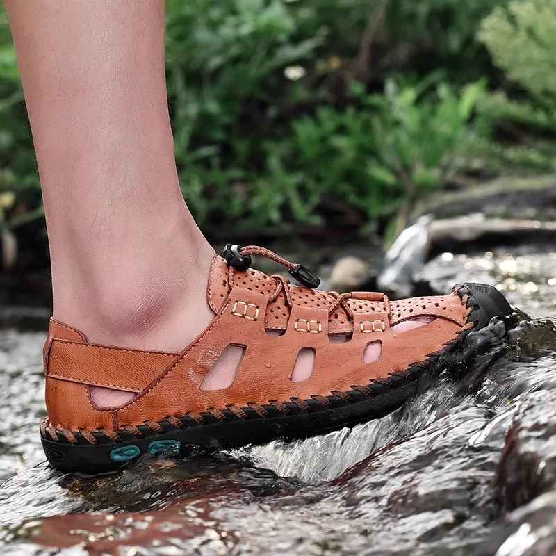 

Bull Flag Brand Men's Sandals Summer Outdoor Wear-Resistant Anti-Slip Breathable Smell-Proof Headed Clog oes Beach oes