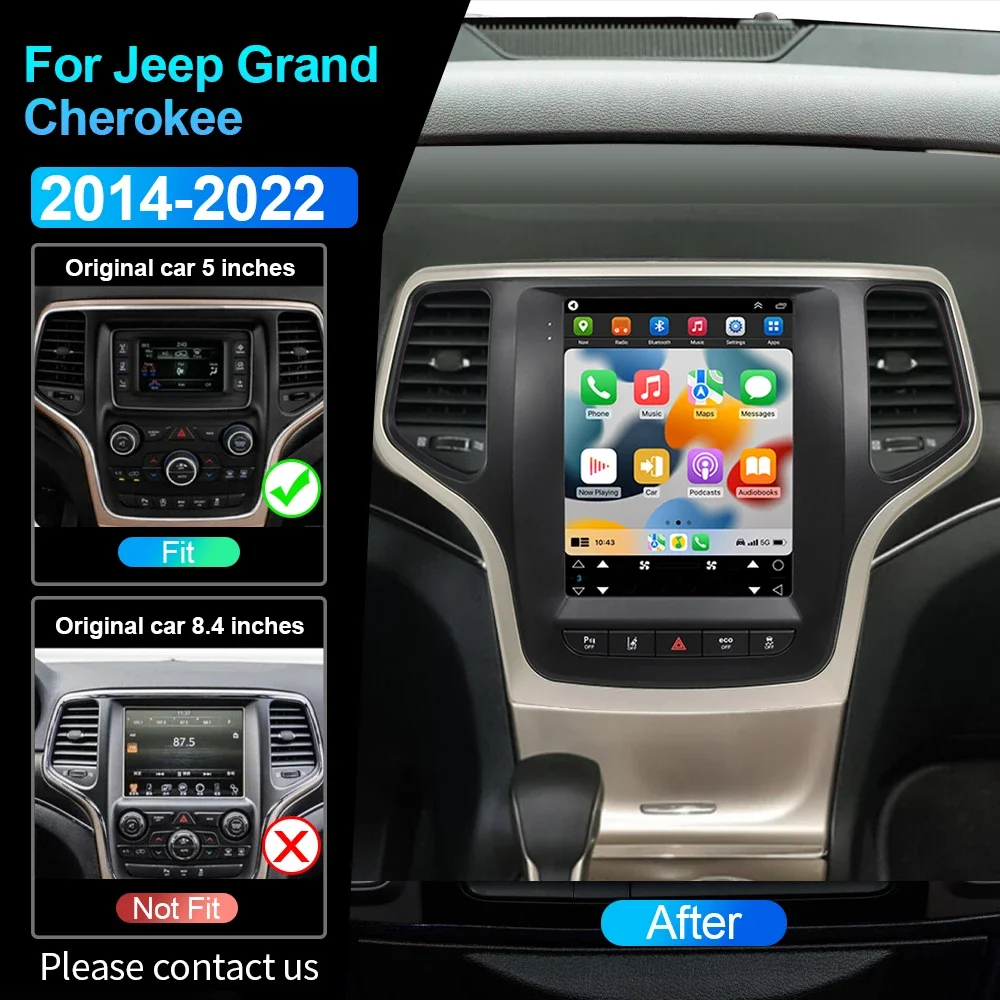 9.7inch Car Radio CarPlay Android Auto for Jeep Grand Cherokee 2014-2022 Head Unit Multimedia Player GPS WiFi Bluetooth FM Radio