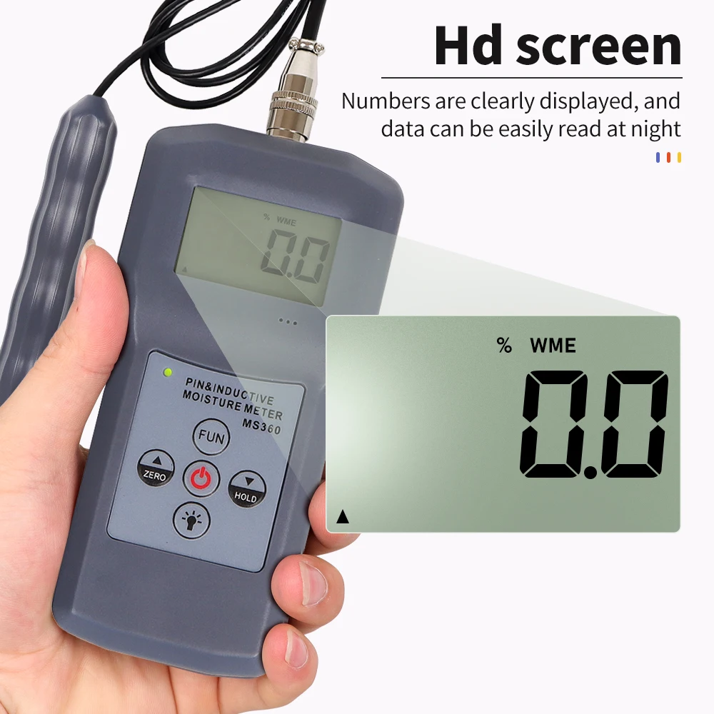 Digital Moisture Meter Highly Sensitive Humidity Tester Concrete, Wood, Paper, Bamboo, Carton and Textile Hygrometer Detector