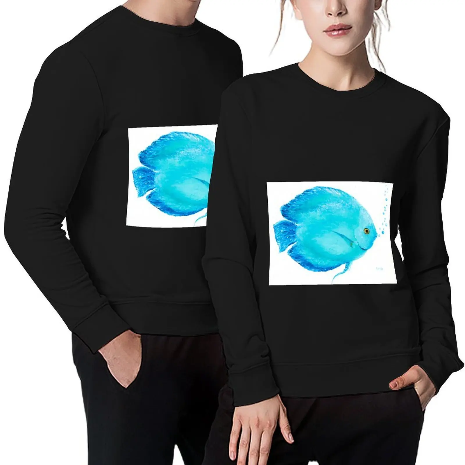 

Turquoise Tropical Discus Fish Pullover tracksuit winter clothes autumn clothes korean style clothes hoody