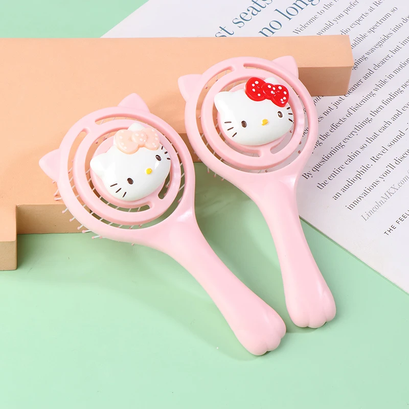 Sanrio Hello Kitty Holle Diy Rib Comb Anime Cartoon Schattige Haarborstel Draagbare Kawaii Girly Hart Natte En Droge Kam Meisje Cadeau