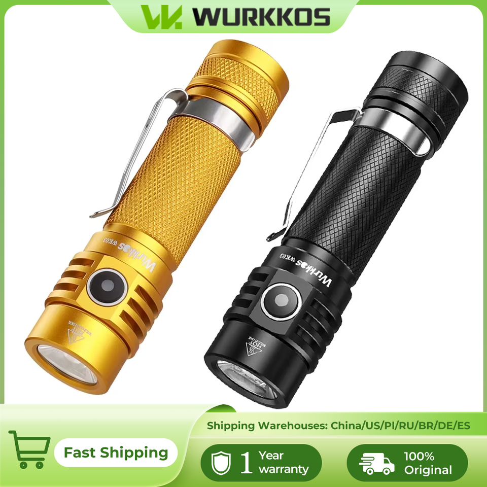  Wurkkos WK03 LED Flashlight 18650 Torch 1800LM ATR Luminus SST40 Rechargeable USB C Light IP68 Waterproof for Hiking Camping 