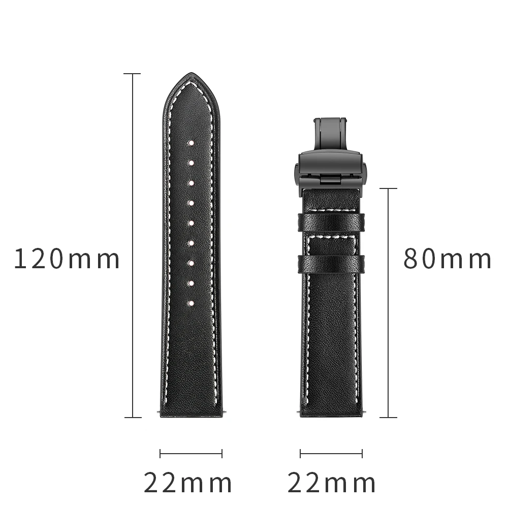 22mm 20mm Leather Strap For Samsung Galaxy Watch 3/4/5/Pro/Active 2/Gear S3 Huawei Watch 3 GT 2 Pro Bracelet for Amazfit GTR/GTS