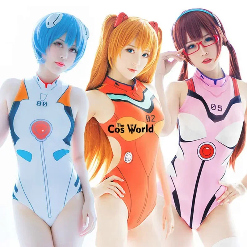 

Eva Ayanami Rei Asuka Langley Soryu sleeveless jumpsuits bikini swimwear bathing suit cosplay costumes