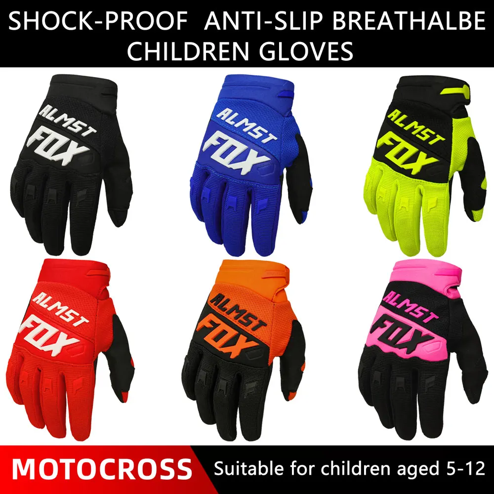 Almst Fox Kid Cycling Gloves Full Finger Skate Sport Gloves BMX Mountain Bike Children's Gloves Child Racing Motorcycle Gloves