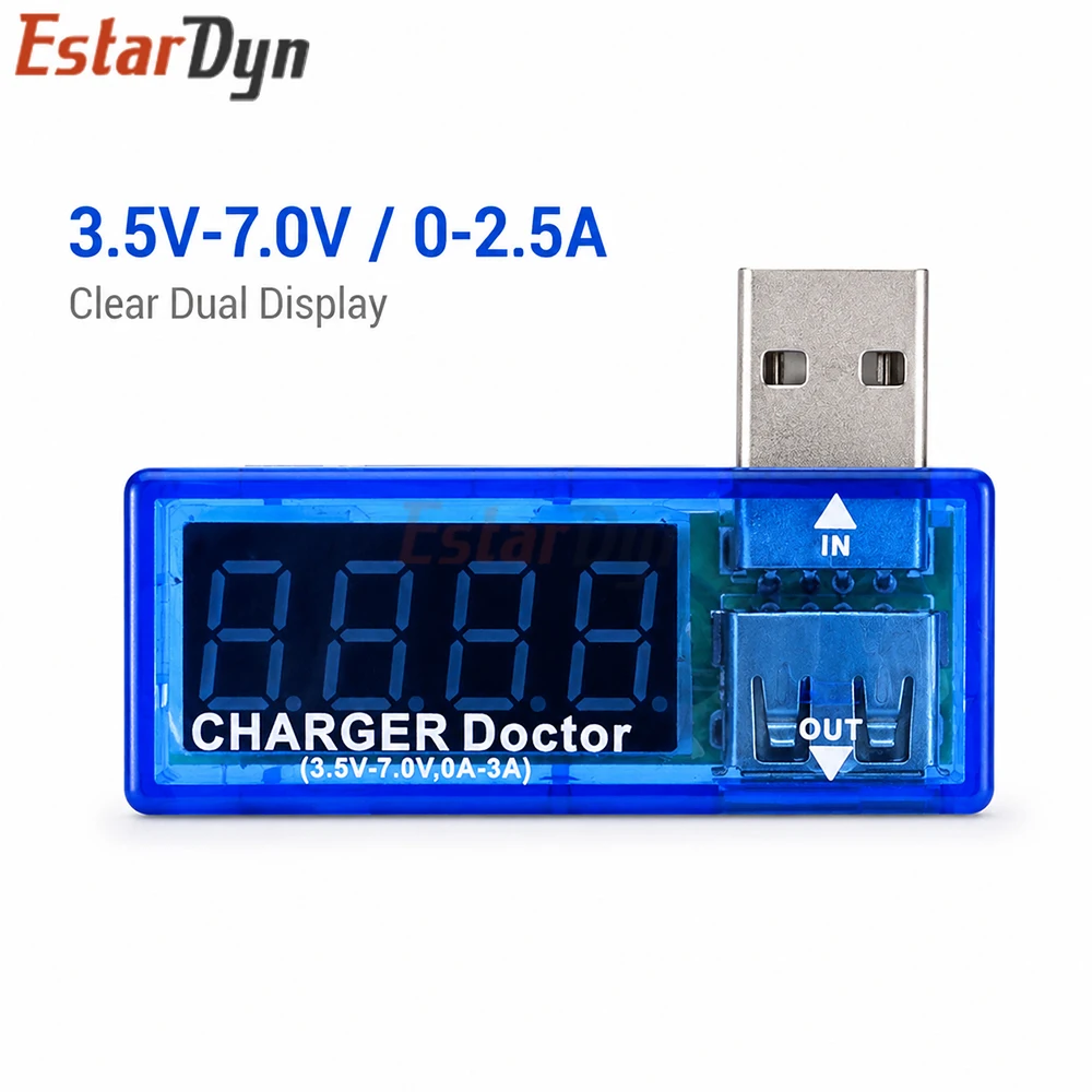 Estardyn USB Charger Doctor Digital Voltmeter Ammeter Mobile Power Current Voltage Tester Meter Mini USB LED Display