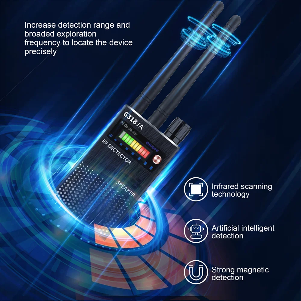 Detector de Monitor de cámara antiespía multifunción K18/G318A, buscador de insectos de Audio GSM, rastreador de señal RF, rastreador GPS de detección de 1MHz-8000MHz