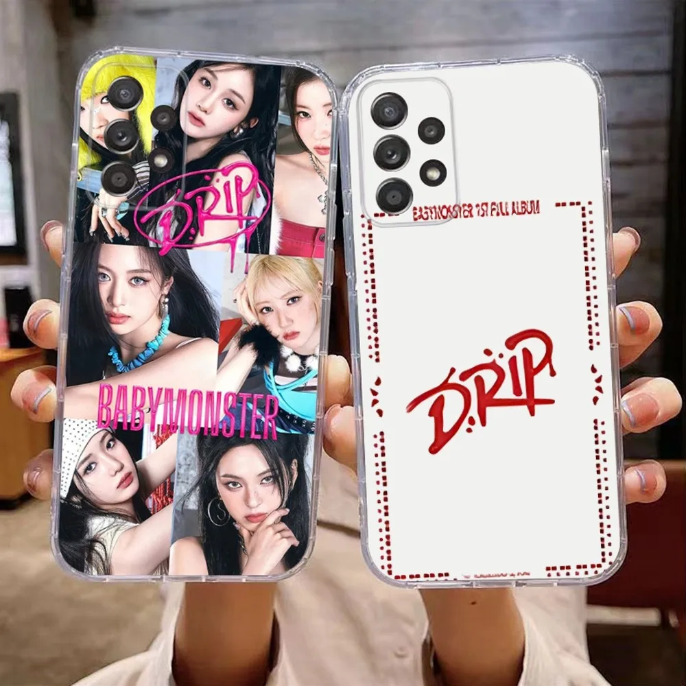 

Kpop B-Baby_M-monster drip Phone Case For Samsung Galaxy A71,70,52,51,40,31,A50,30S,21S,Note20ultra Transparent Cover