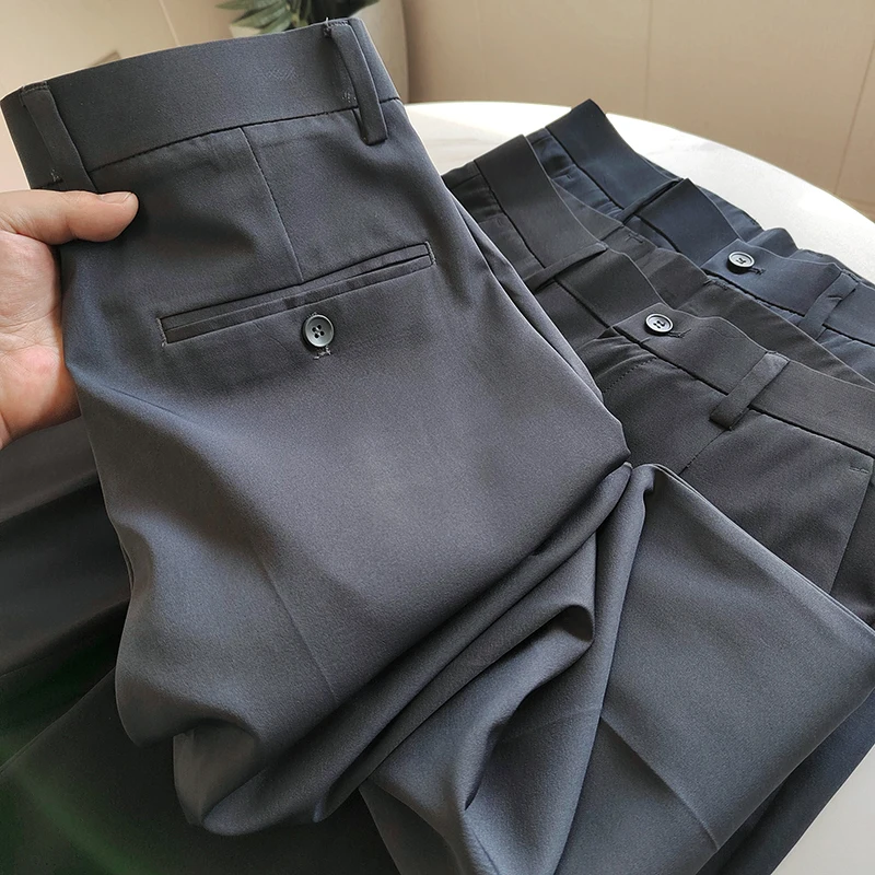 

Стильные повседневные мужские брюки-чинос длиной 9/10, с гладкой драпировкой, для делового и повседневного стиля, модные городские, весна-лето