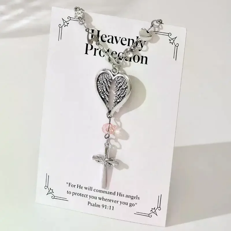 Angel Cross Car Pendant Car Steering Wheel Hanging Cross Guardians Pendant Religious Angel Wing Cross Pendant Guardians