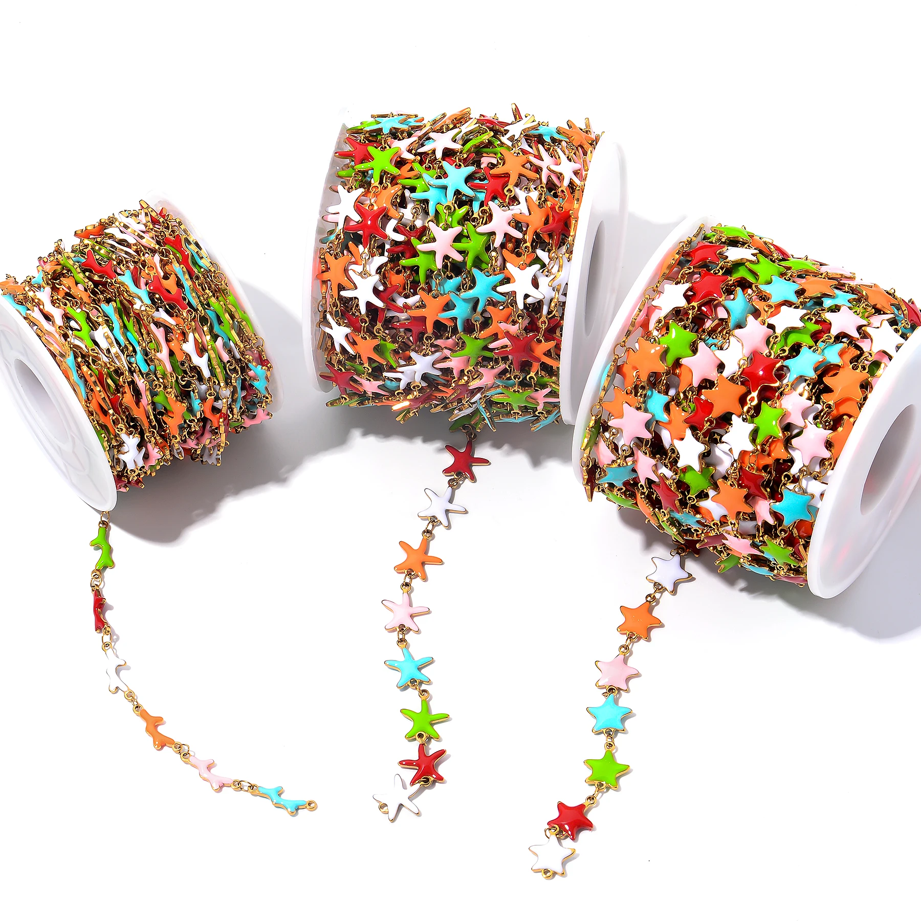 Edelstahl Emaille Seestern Stern Äste Ketten für DIY Halsketten Herstellung von Schmuck Erkenntnissen Halskette Fußkettchen Armband