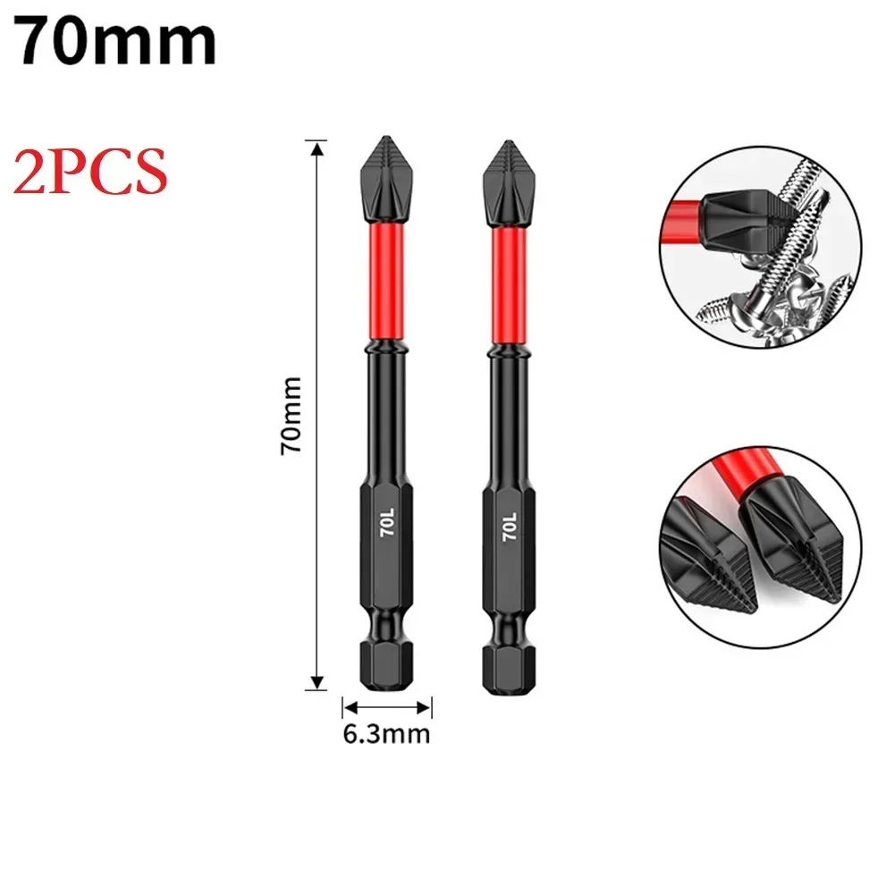 2/6pcs 25-150mm Non-Slip Screwdriver Bits PH2 Magnetic Batch Cross Screw Electric Tip Head Cross Screwdriver Drill Bit Tools